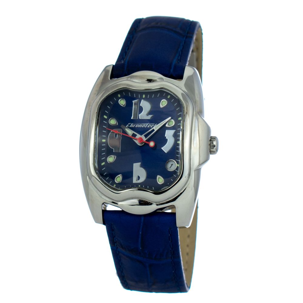 Μπλε δερμάτινο ρολόι Chronotech