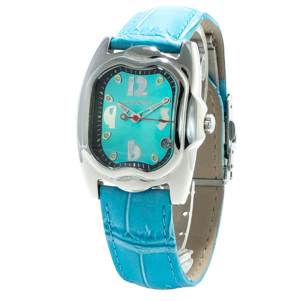 Μπλε δερμάτινο ρολόι Chronotech