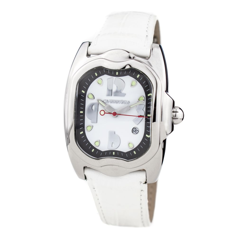 Λευκό δερμάτινο ρολόι Chronotech