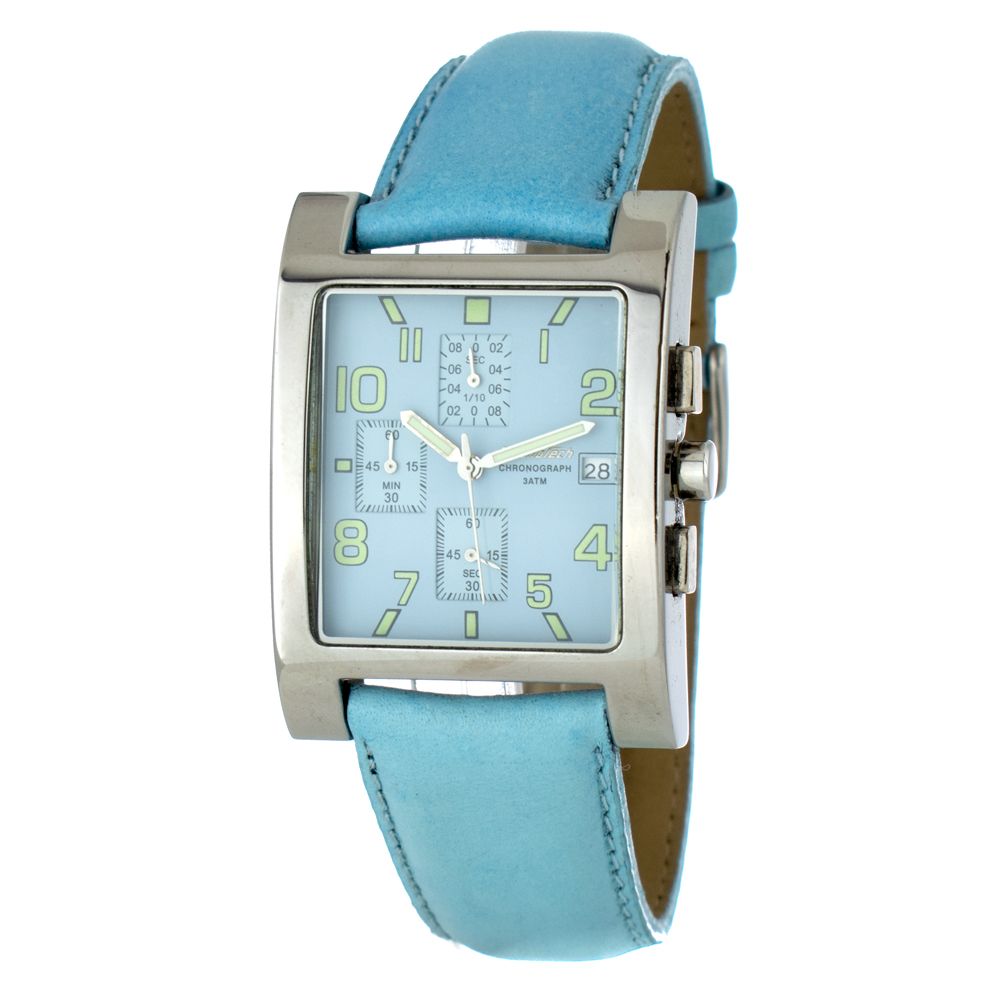 Μπλε δερμάτινο ρολόι Chronotech