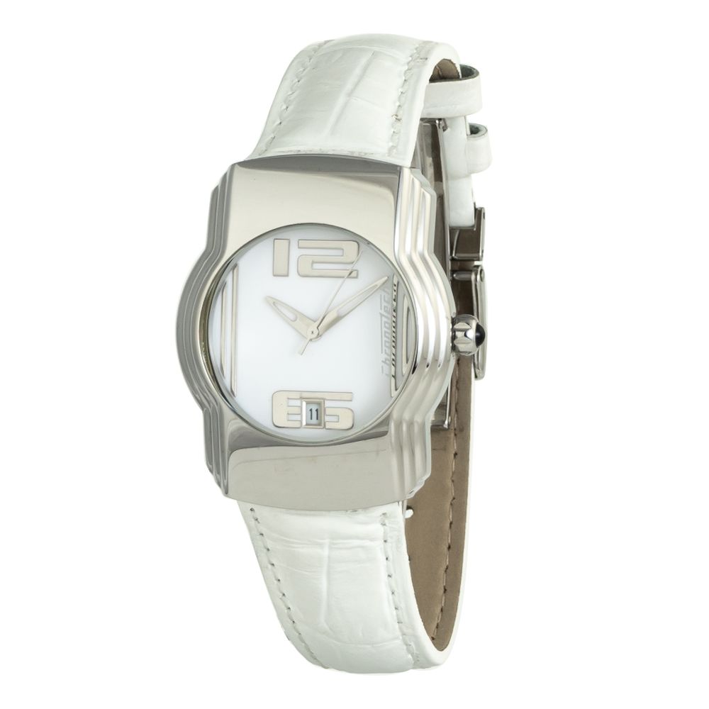 Λευκό δερμάτινο ρολόι Chronotech