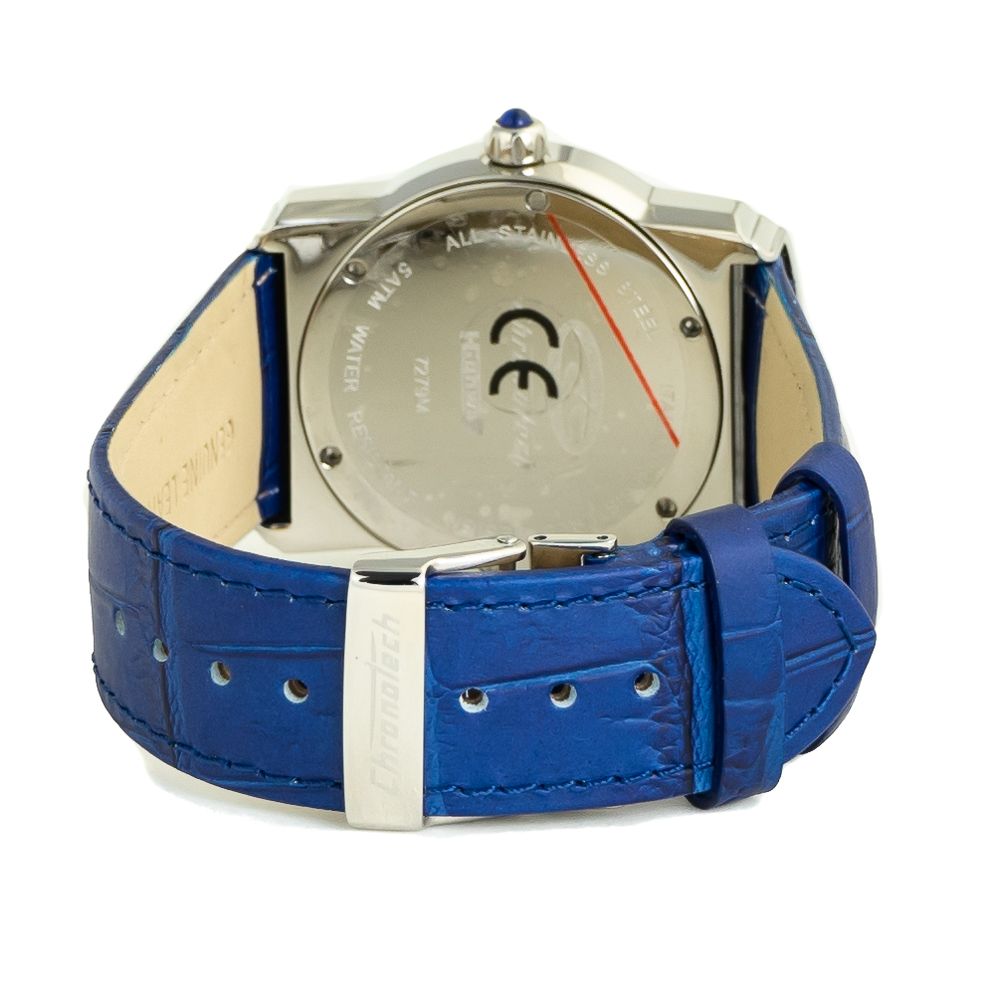 Μπλε δερμάτινο ρολόι Chronotech