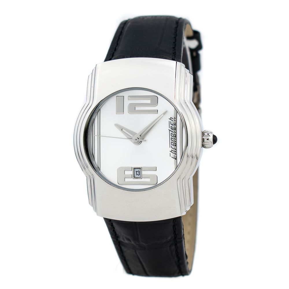 Μαύρο δερμάτινο ρολόι Chronotech