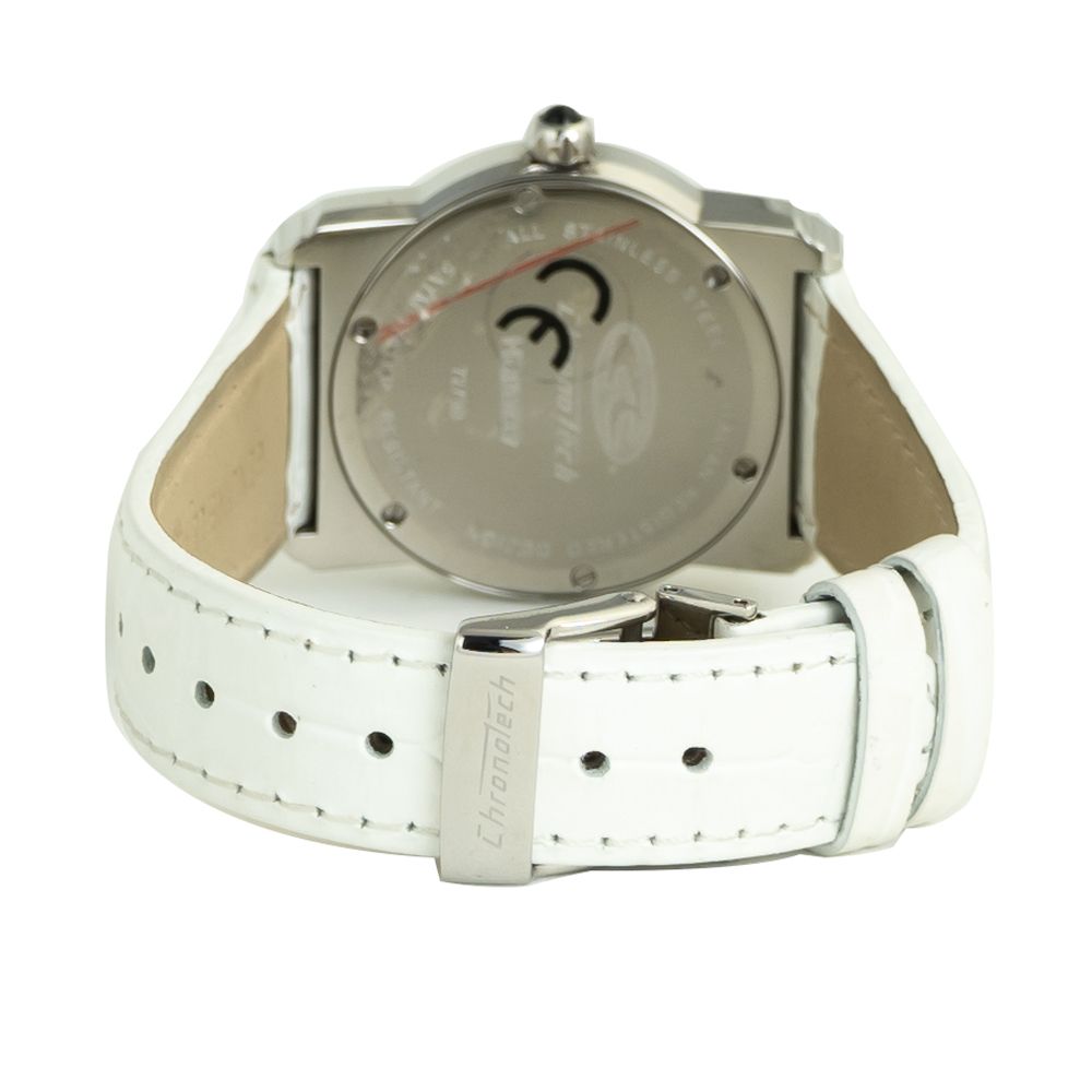Λευκό δερμάτινο ρολόι Chronotech