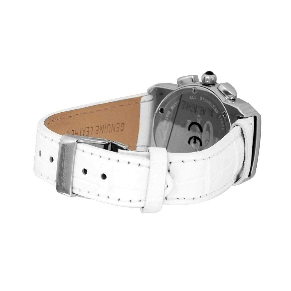 Λευκό δερμάτινο ρολόι Chronotech