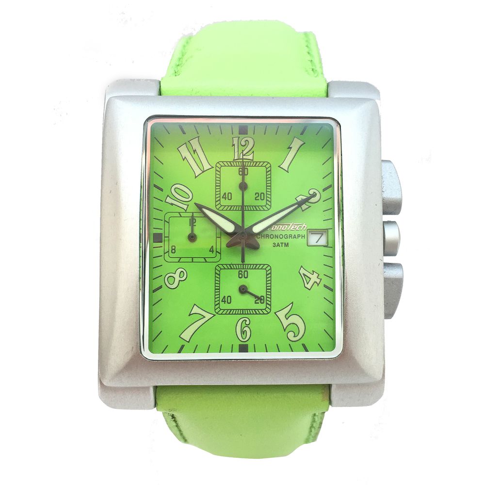 Πράσινο δερμάτινο ρολόι Chronotech