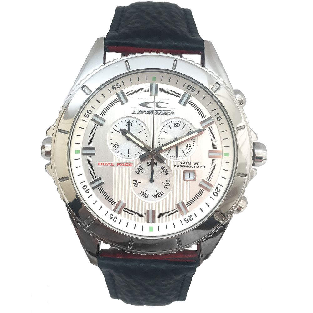 Μαύρο δερμάτινο ρολόι Chronotech