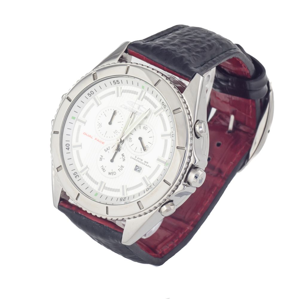 Μαύρο δερμάτινο ρολόι Chronotech