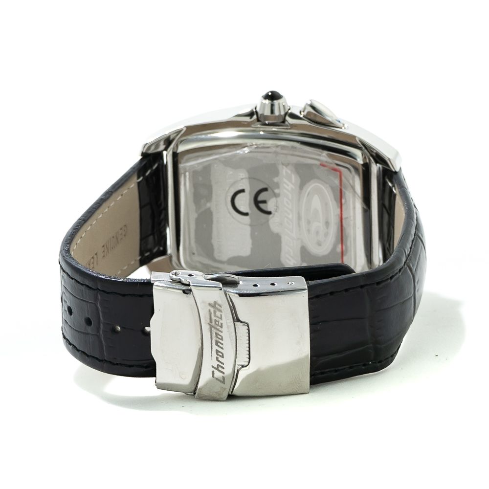 Μαύρο δερμάτινο ρολόι Chronotech