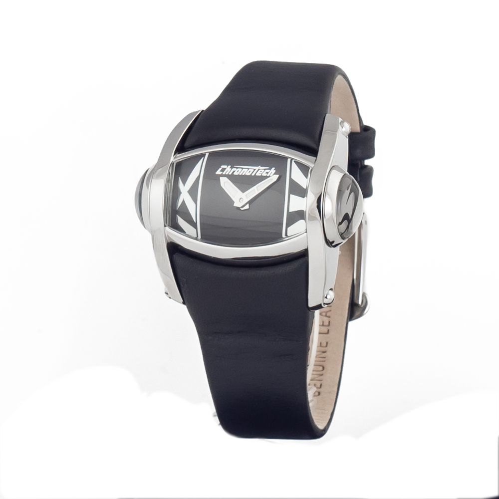 Μαύρο δερμάτινο ρολόι Chronotech