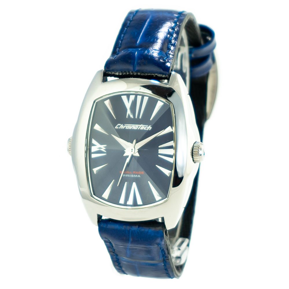 Μαύρο δερμάτινο ρολόι Chronotech