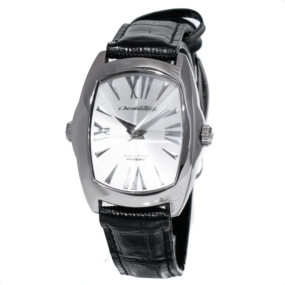 Μαύρο δερμάτινο ρολόι Chronotech