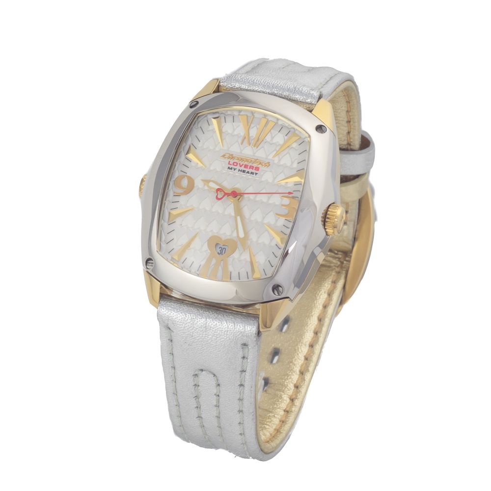 Ασημί δερμάτινο ρολόι Chronotech
