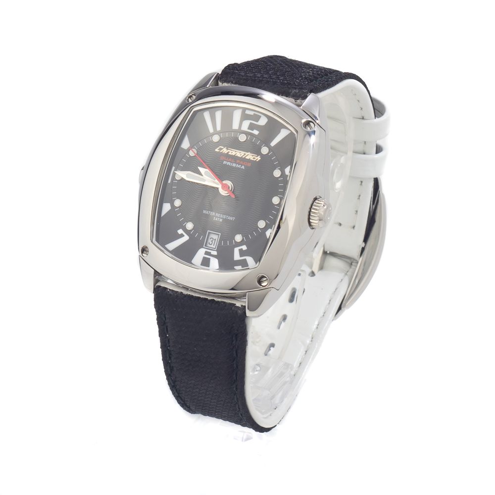 Μαύρο δερμάτινο ρολόι Chronotech