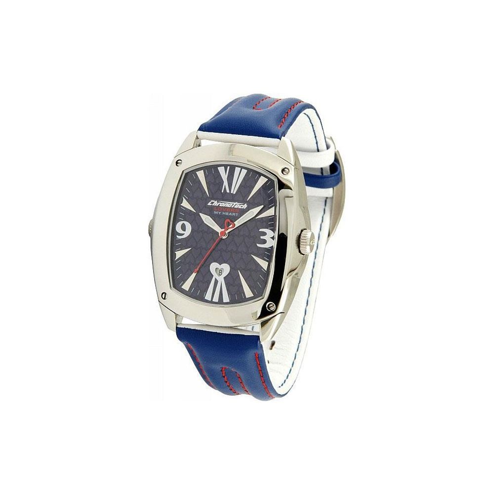 Μπλε δερμάτινο ρολόι Chronotech
