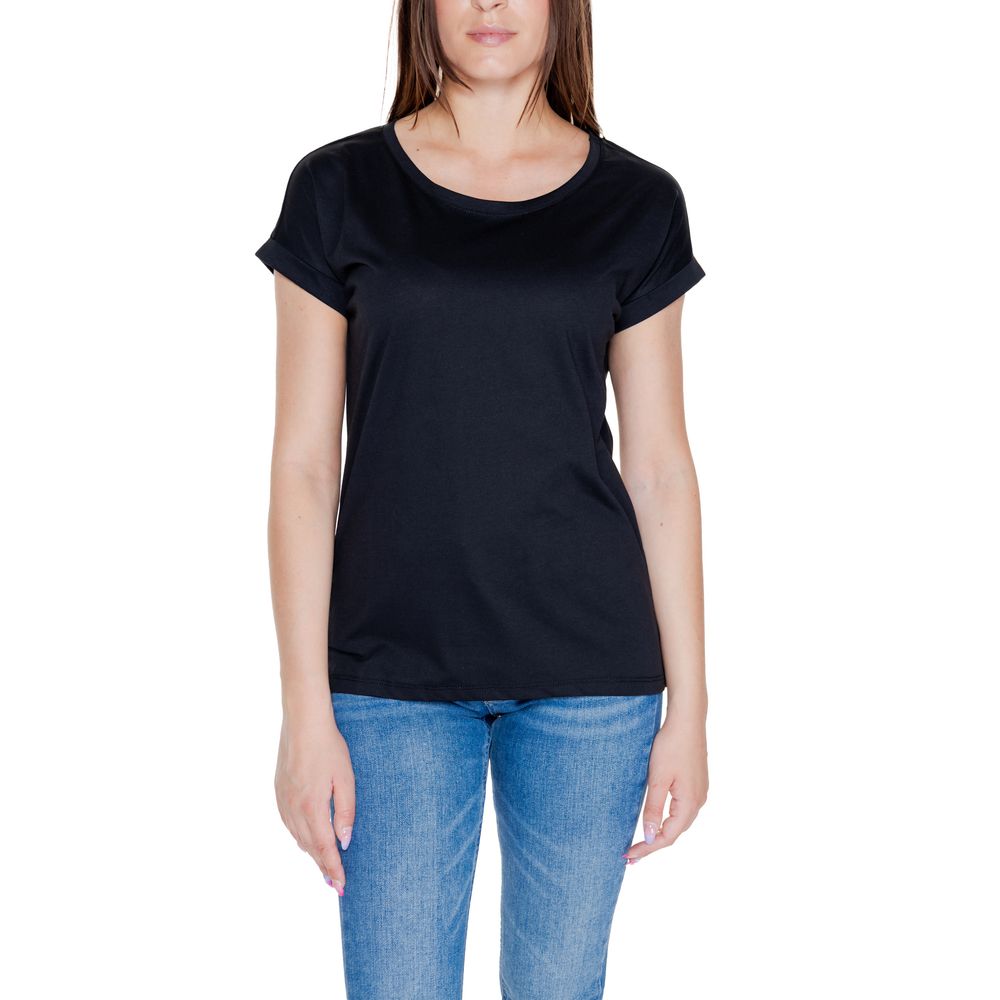 Vila Clothes Μαύρα βαμβακερά μπλουζάκια και μπλουζάκια