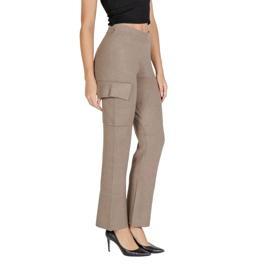 Vila Clothes Beige Viscose Jeans &amp; Pant