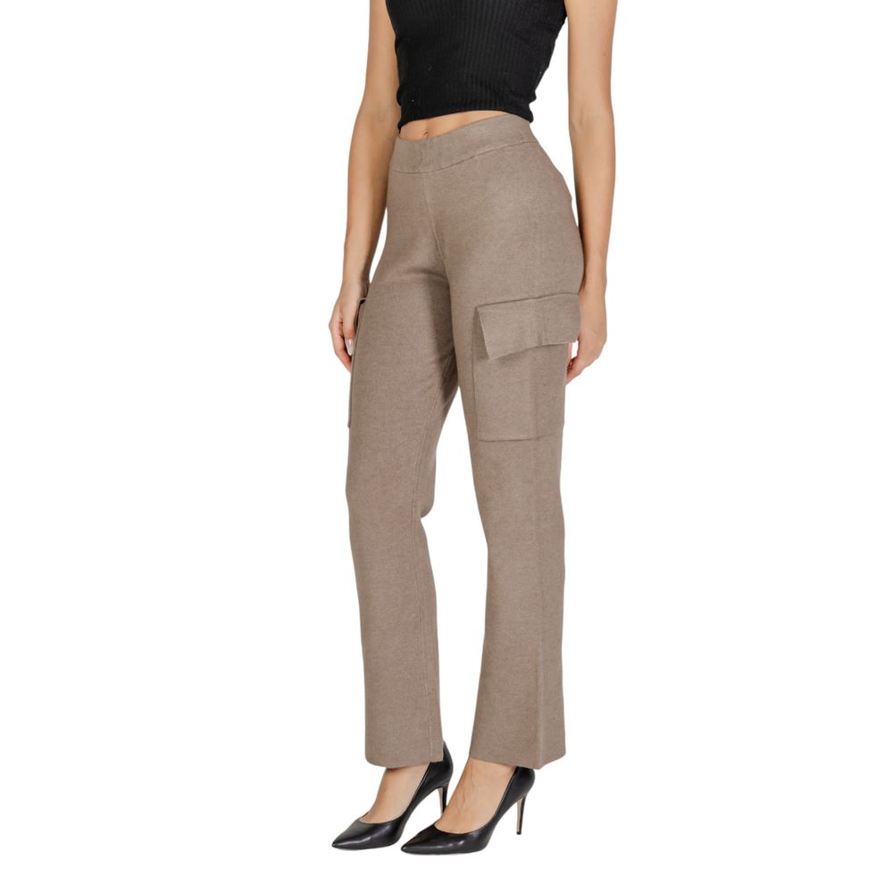 Vila Clothes Beige Viscose Jeans &amp; Pant