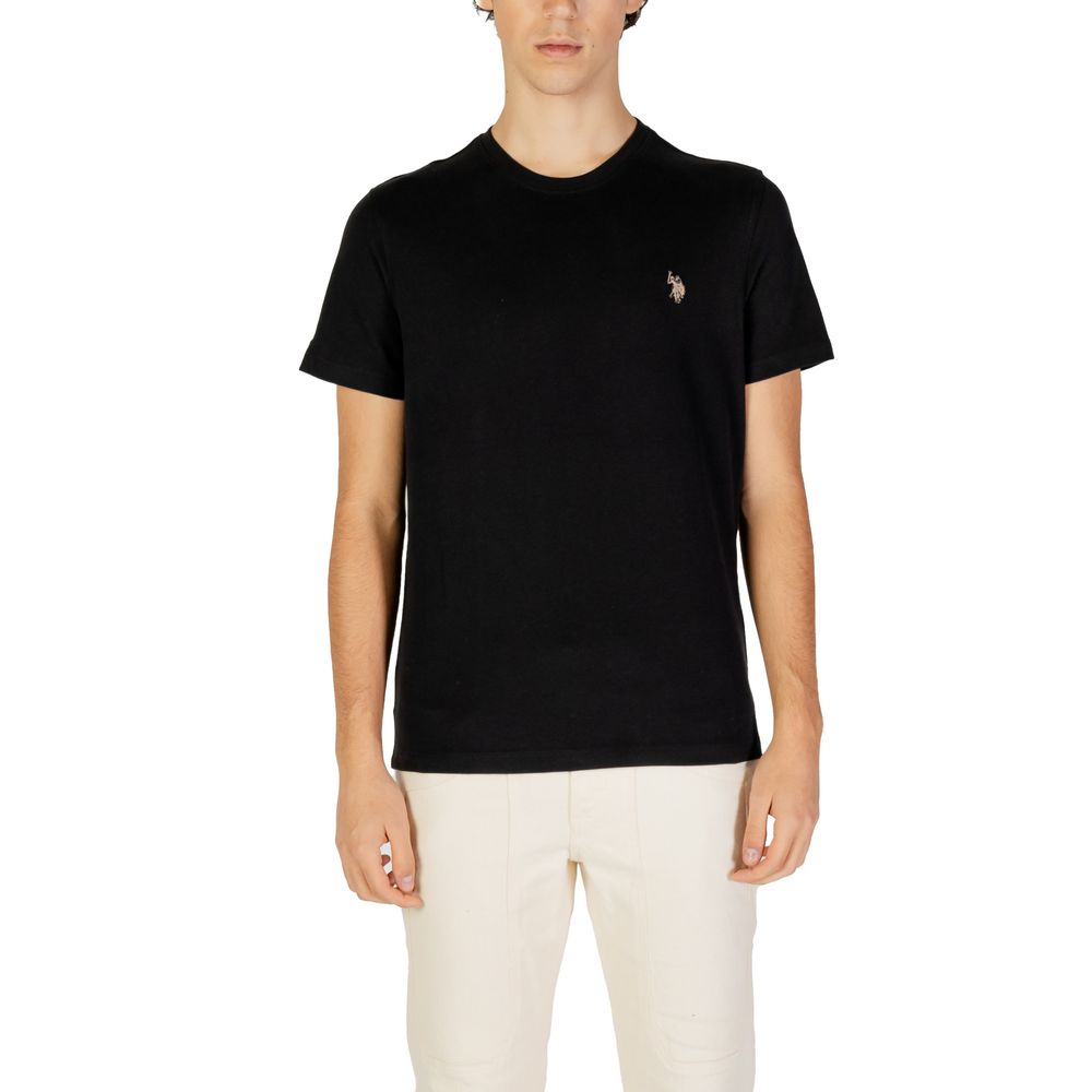 US POLO ASSN. Μαύρο βαμβακερό μπλουζάκι