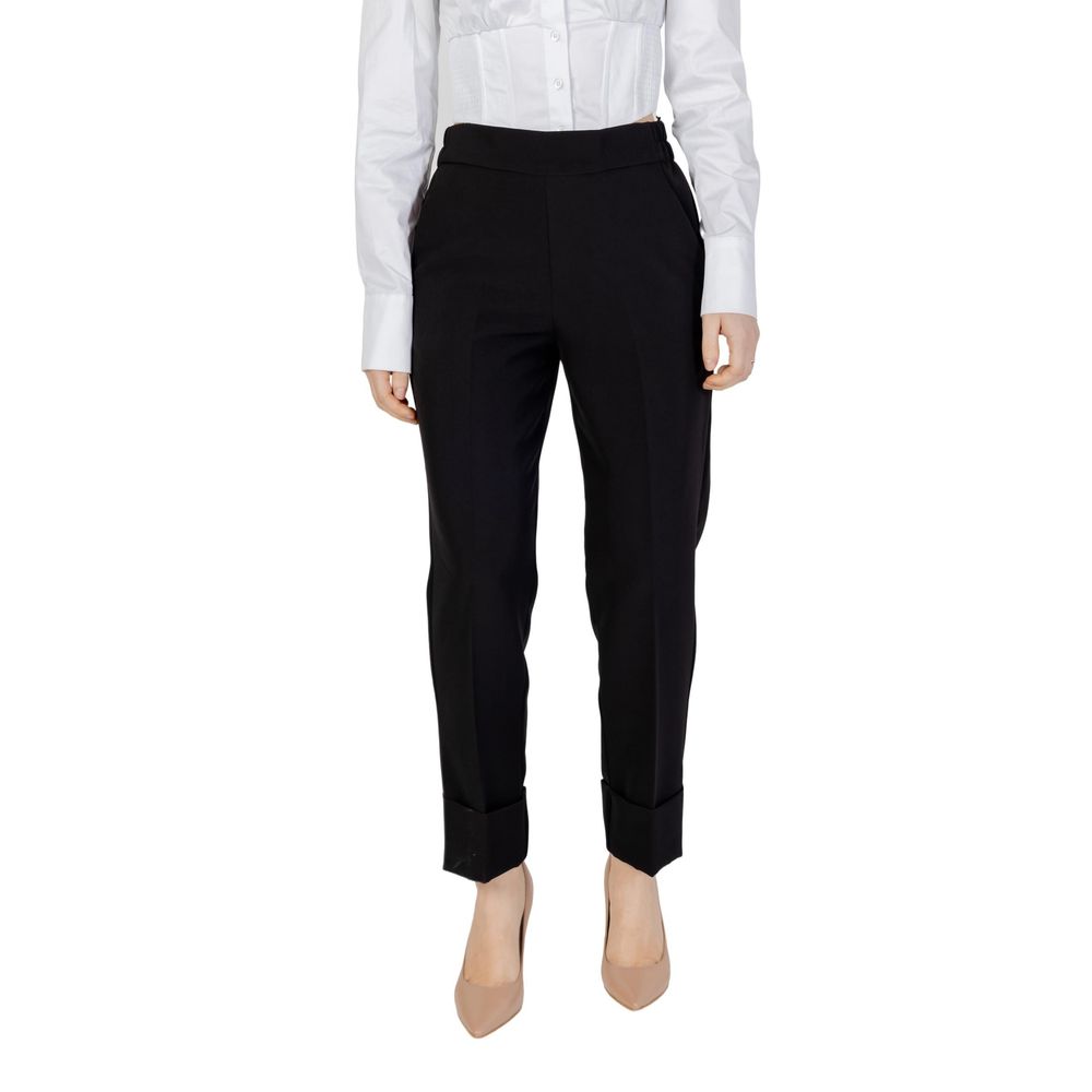 Sandro Ferrone Black Polyester Dress Pants