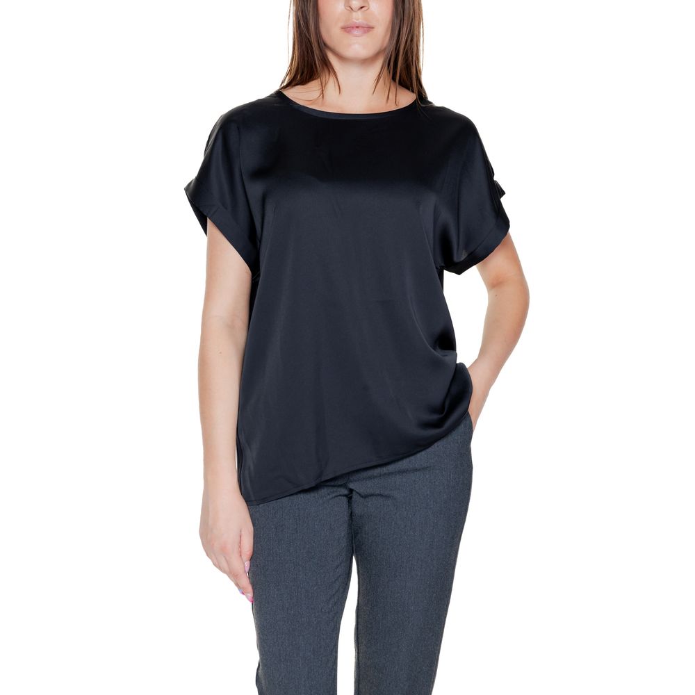 Vila Clothes Μαύρα βαμβακερά μπλουζάκια και μπλουζάκια