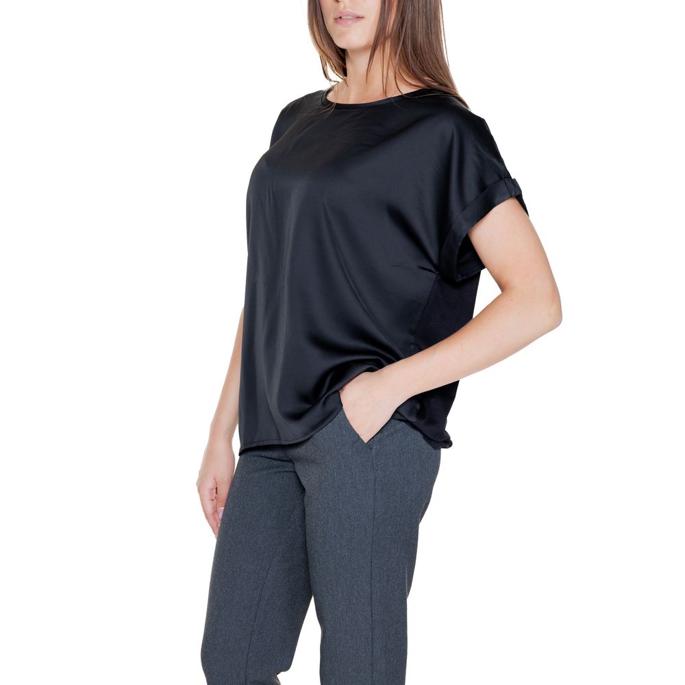 Vila Clothes Μαύρα βαμβακερά μπλουζάκια και μπλουζάκια