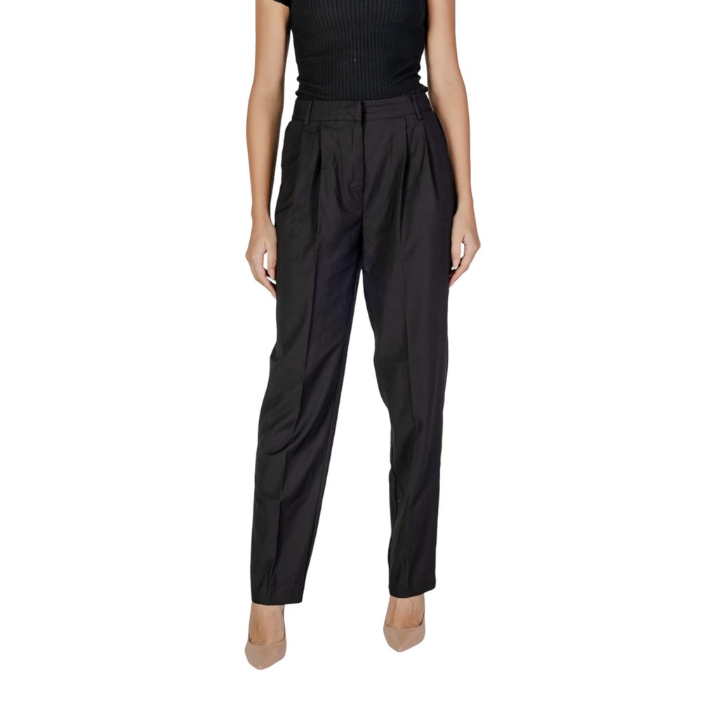 Vila Clothes Μαύρο τζιν και παντελόνι από πολυεστέρα