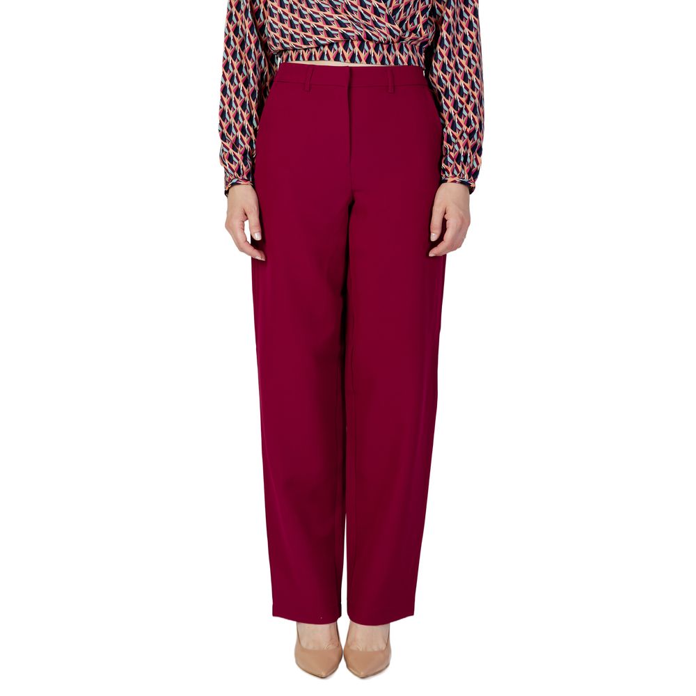 Vila Clothes Bordeaux Polyester Jeans &amp; Pant