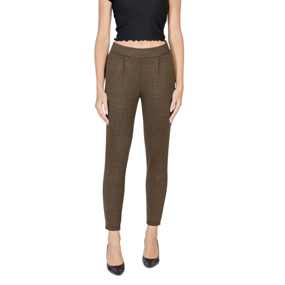 ICHI Green Polyester Skinny Pant