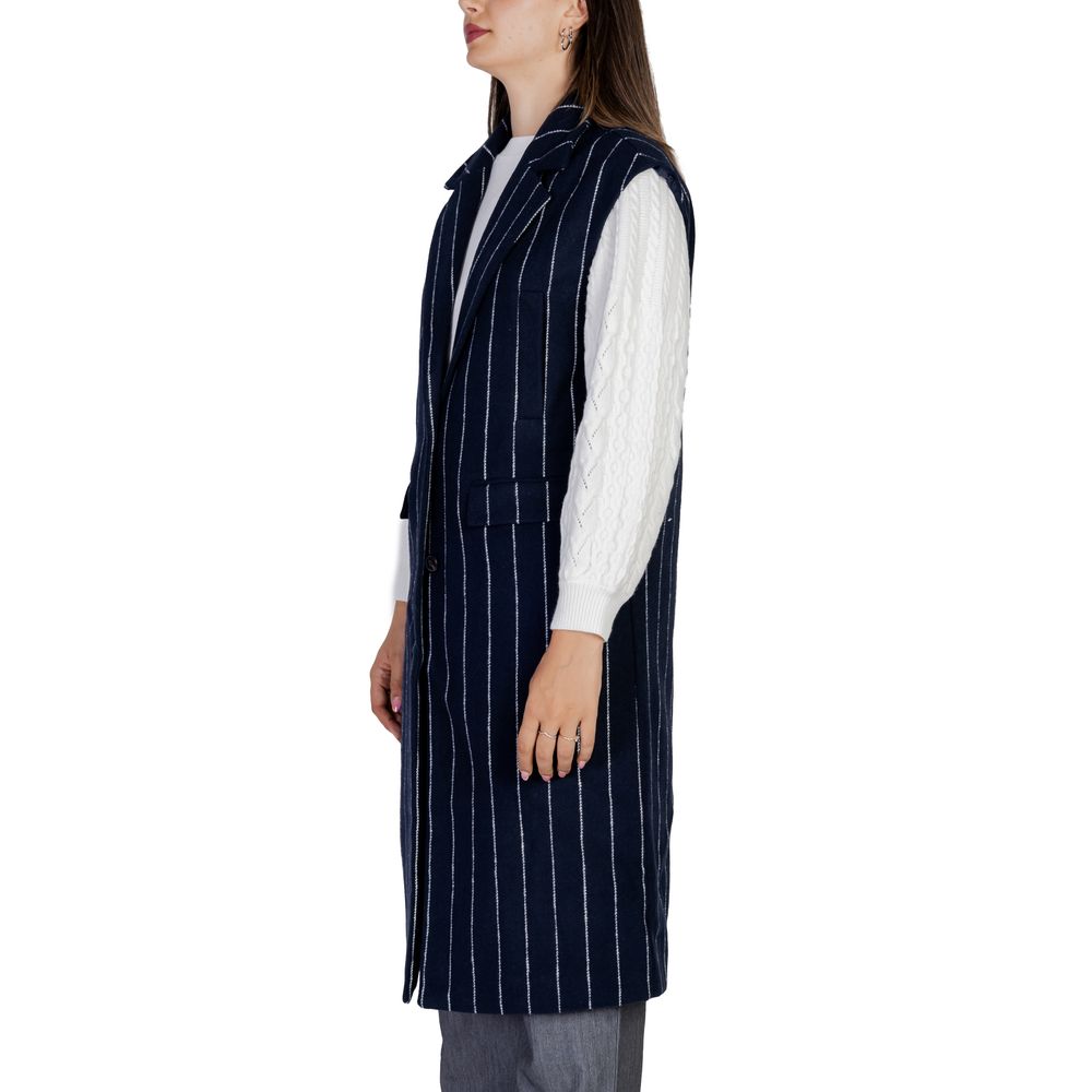 ICHI Blue Polyester Sleveless Jacket