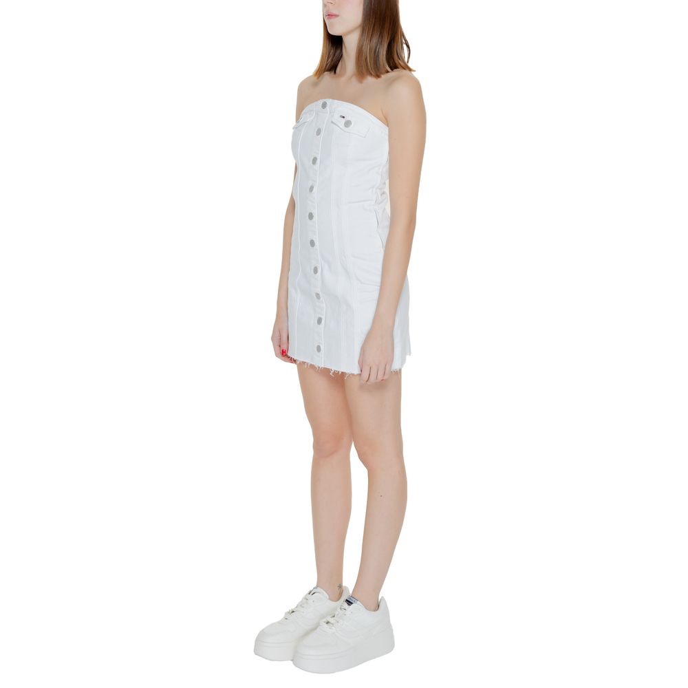 Φόρεμα Tommy Hilfiger Jeans White Cotton Rigenerato