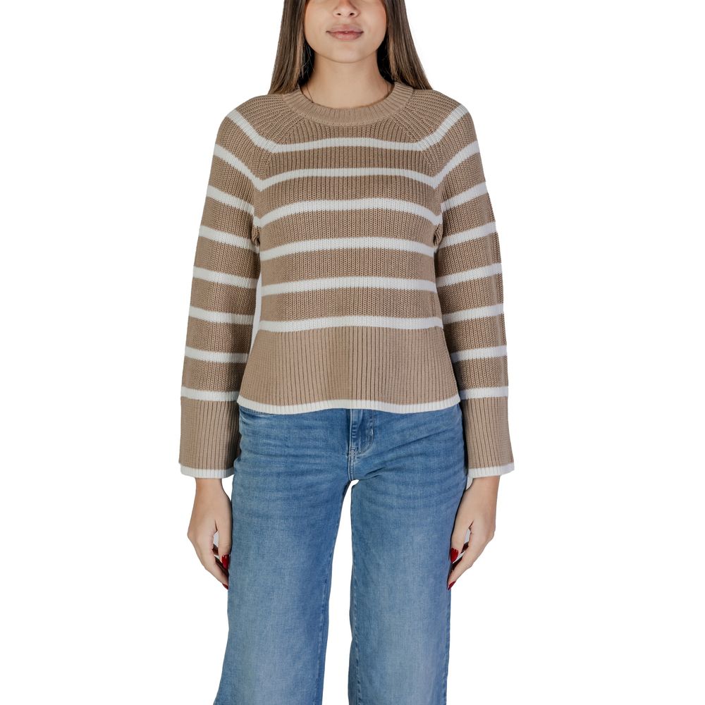 Vila Clothes Μπεζ βαμβακερά μπλουζάκια και μπλουζάκια