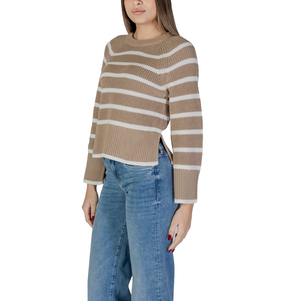 Vila Clothes Μπεζ βαμβακερά μπλουζάκια και μπλουζάκια