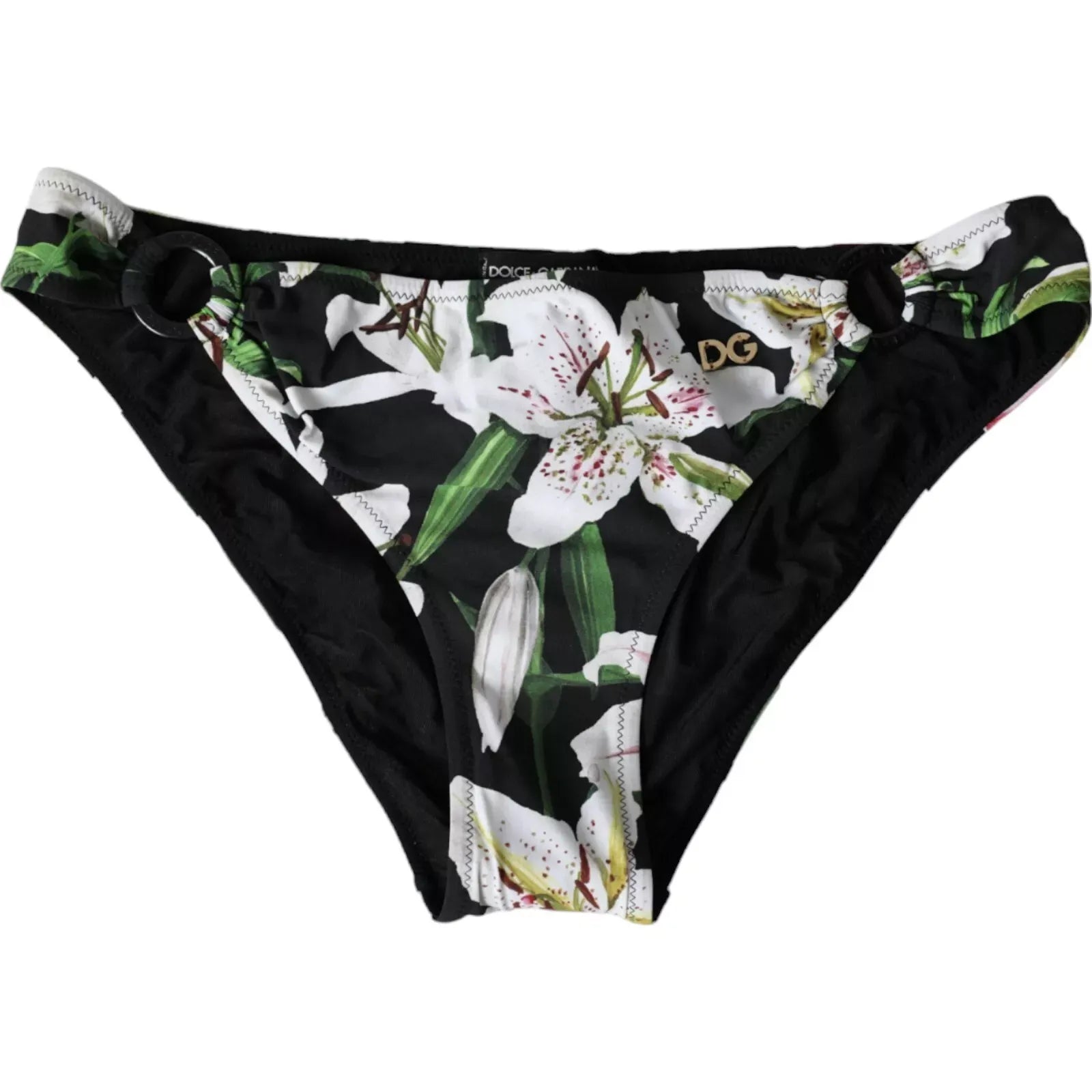 Μαγιό Dolce &amp; Gabbana Black Lily Print Μπικίνι παραλίας στο κάτω μέρος