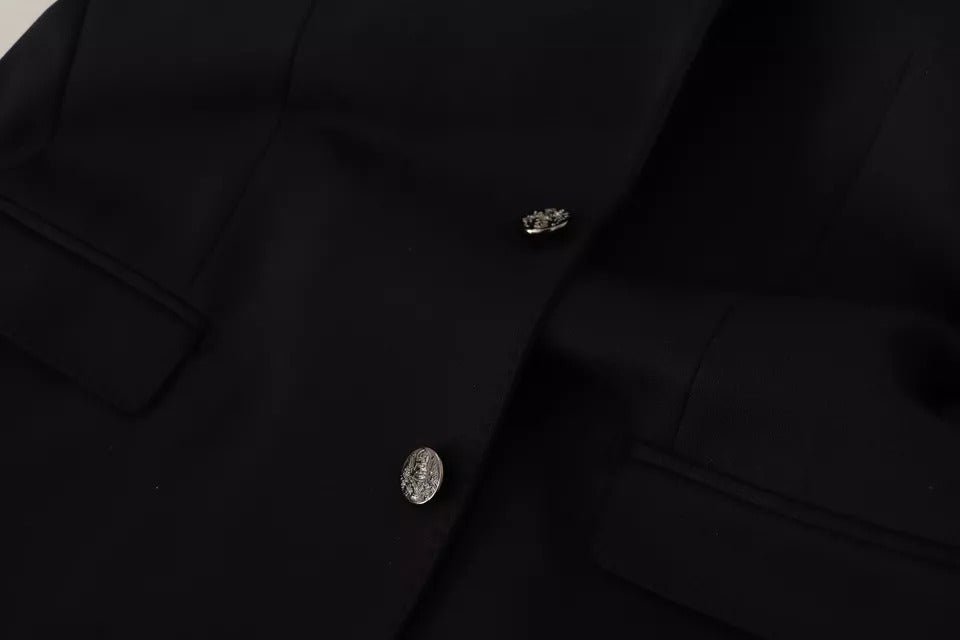 Dolce &amp; Gabbana Black Cotton Slim Fit Coat Jacket Blazer