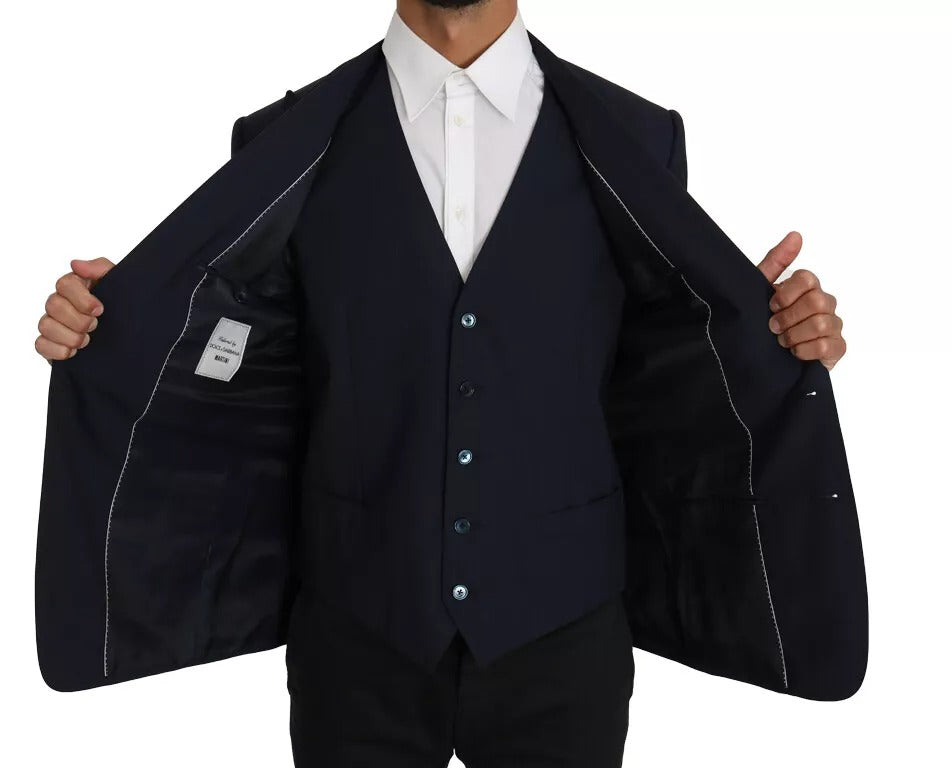 Dolce &amp; Gabbana Blue Wool MARTINI Blazer Γιλέκο 2 Τεμάχια