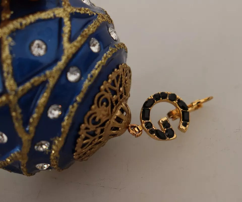 Σκουλαρίκια με κοσμήματα Dolce &amp; Gabbana από χρυσό ορείχαλκο μπλε χριστουγεννιάτικη μπάλα με κρύσταλλο γάντζο