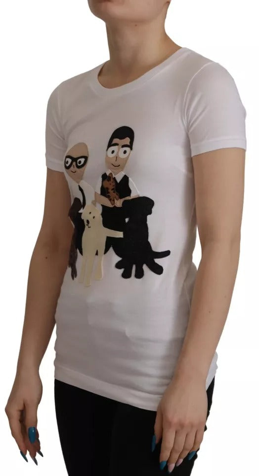 Μπλουζάκι Dolce &amp; Gabbana White #DGFamily Patch Top Cotton T-shirt