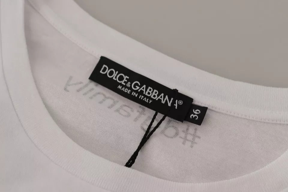 Μπλουζάκι Dolce &amp; Gabbana White #DGFamily Patch Top Cotton T-shirt