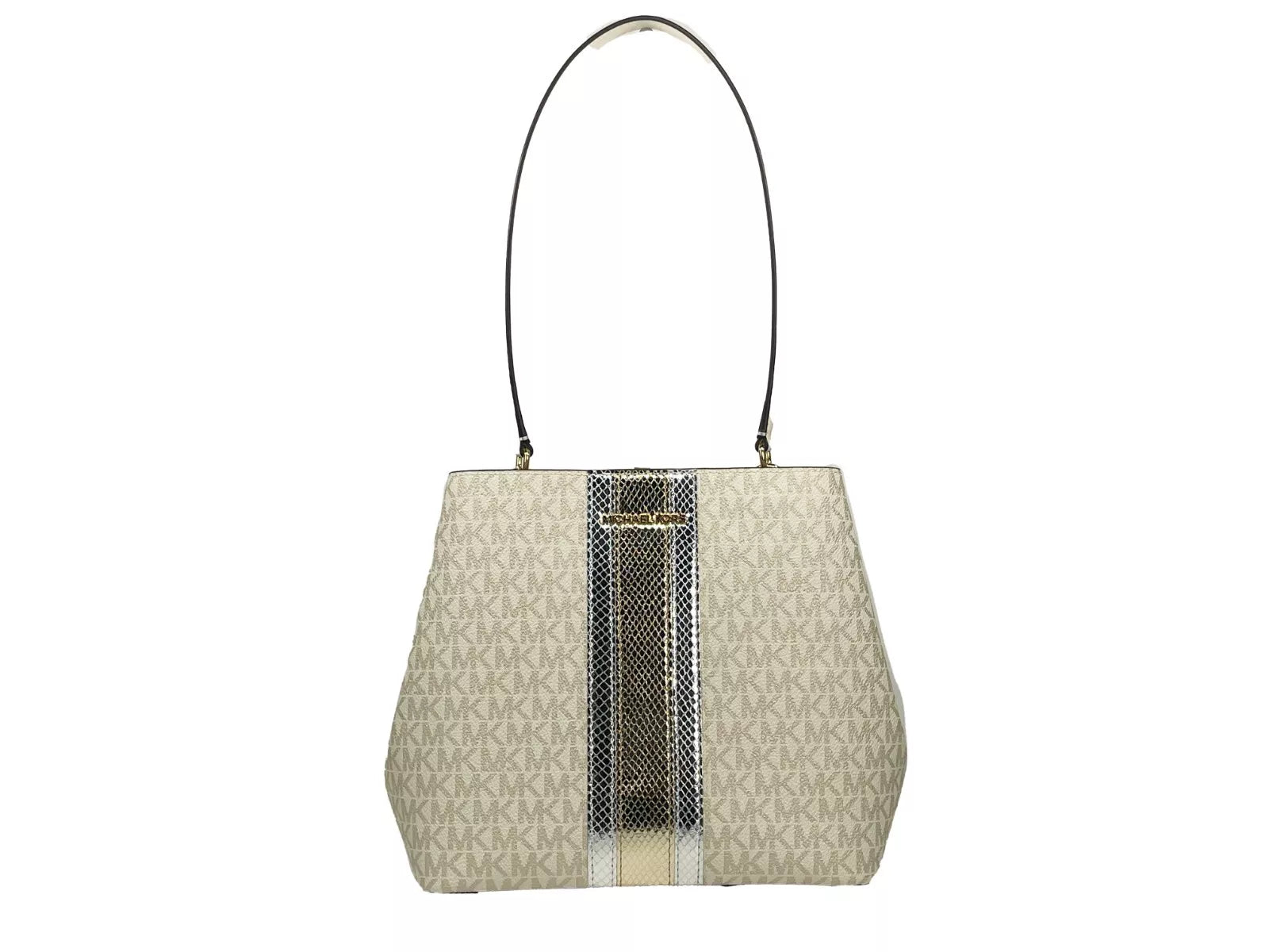 Τσάντα ώμου Michael Kors Medium Pratt Bucket Bag Pale Gold/Cream