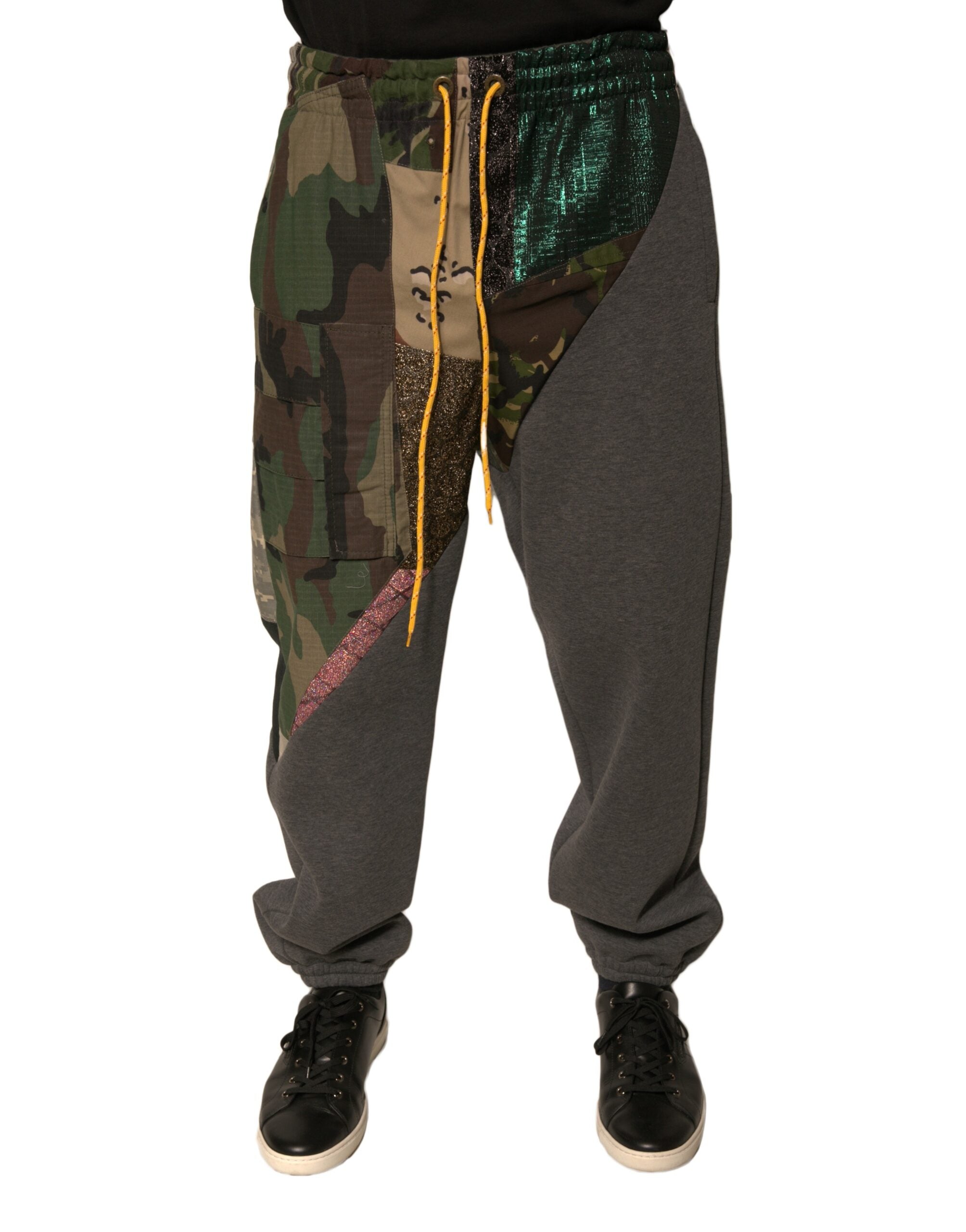 Dolce &amp; Gabbana Πολύχρωμο Patchwork Βαμβακερό Jogger Sweatpants Παντελόνι