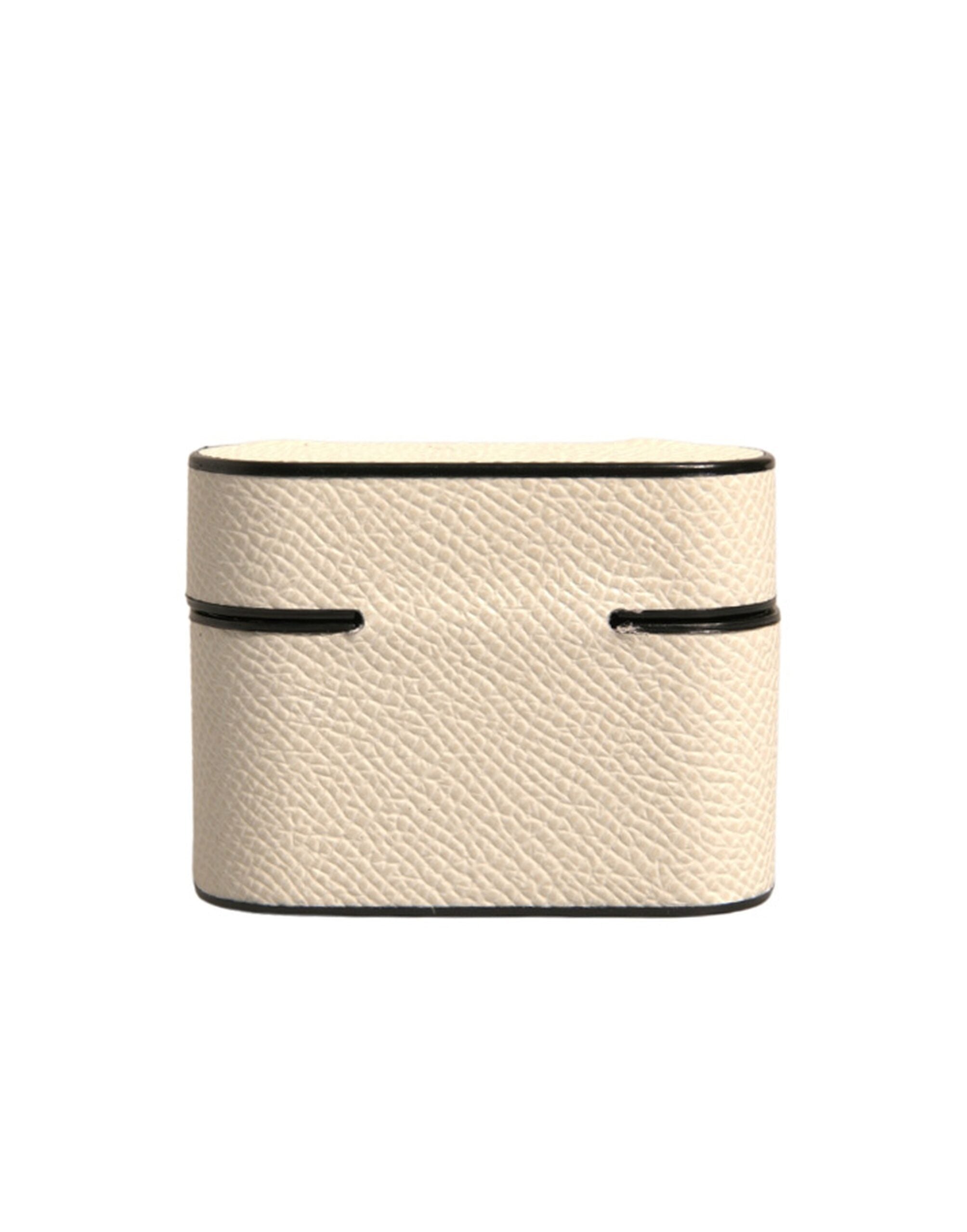 Θήκη Airpods με πλάκα με λογότυπο Dolce &amp; Gabbana White Leather Metal