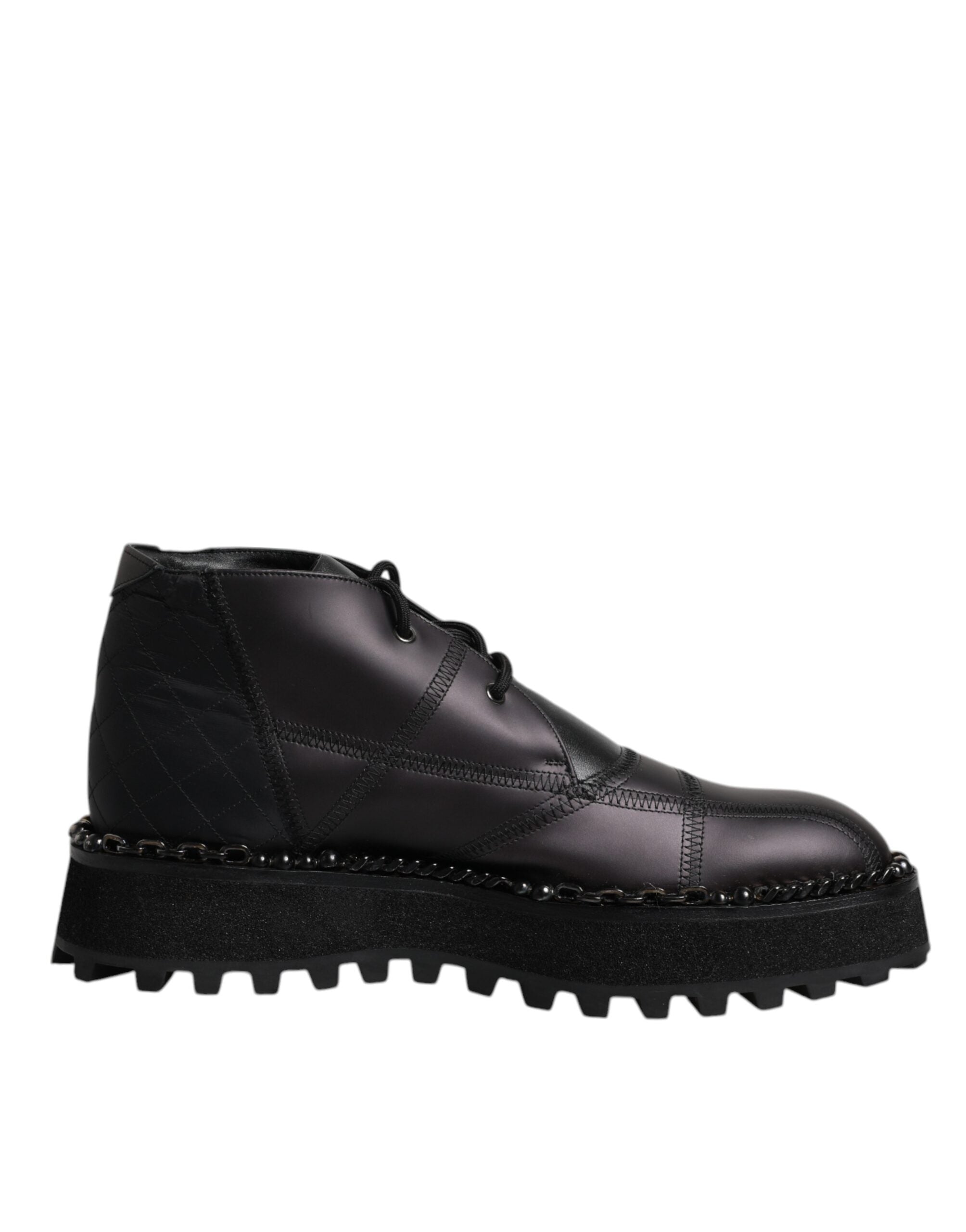 Παπούτσια Dolce &amp; Gabbana Μαύρο Δερμάτινο Lace Up Ankle Boots