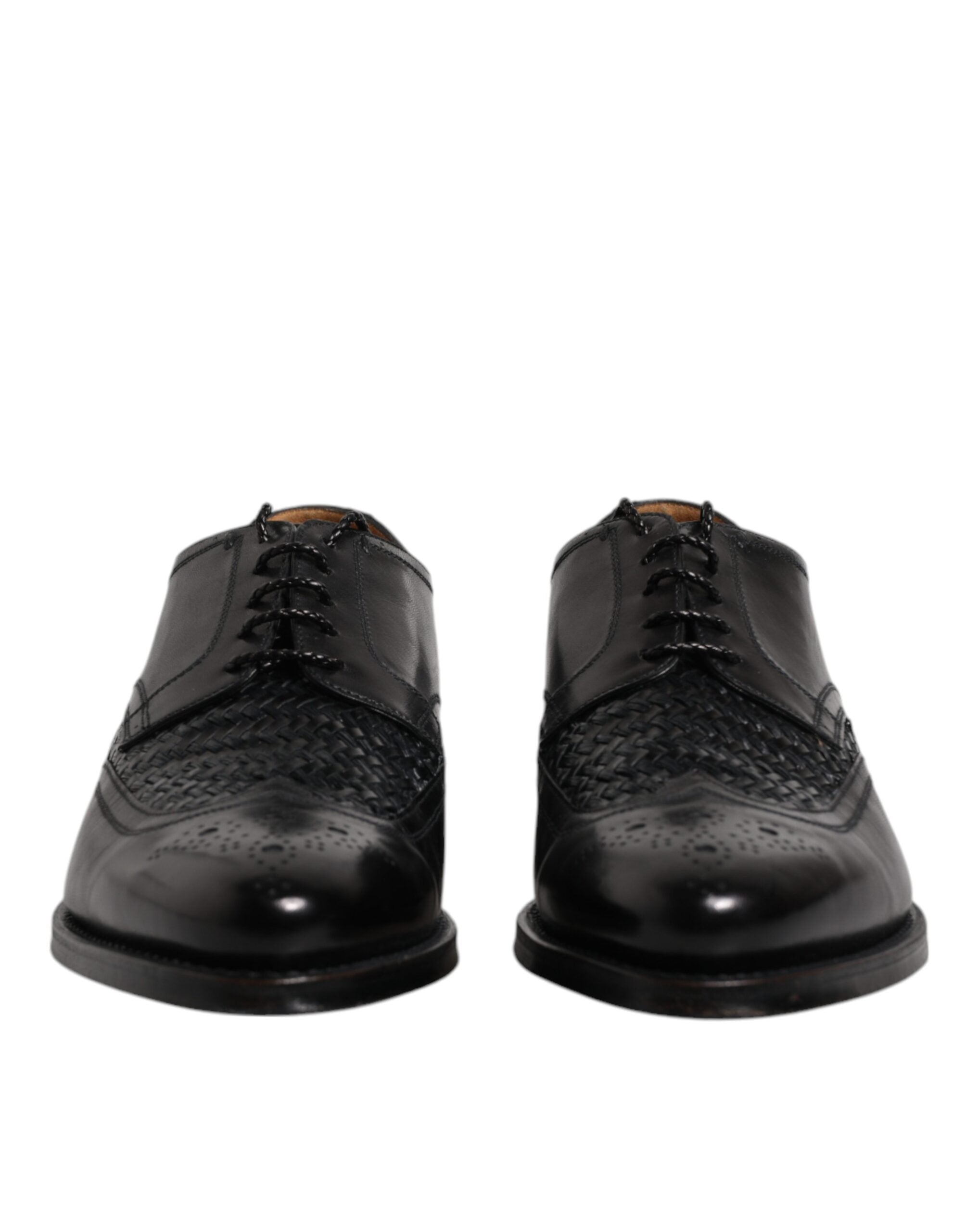 Dolce &amp; Gabbana Μαύρο Δερμάτινο Derby Wingtip Lace Up Formal Dress Παπούτσια