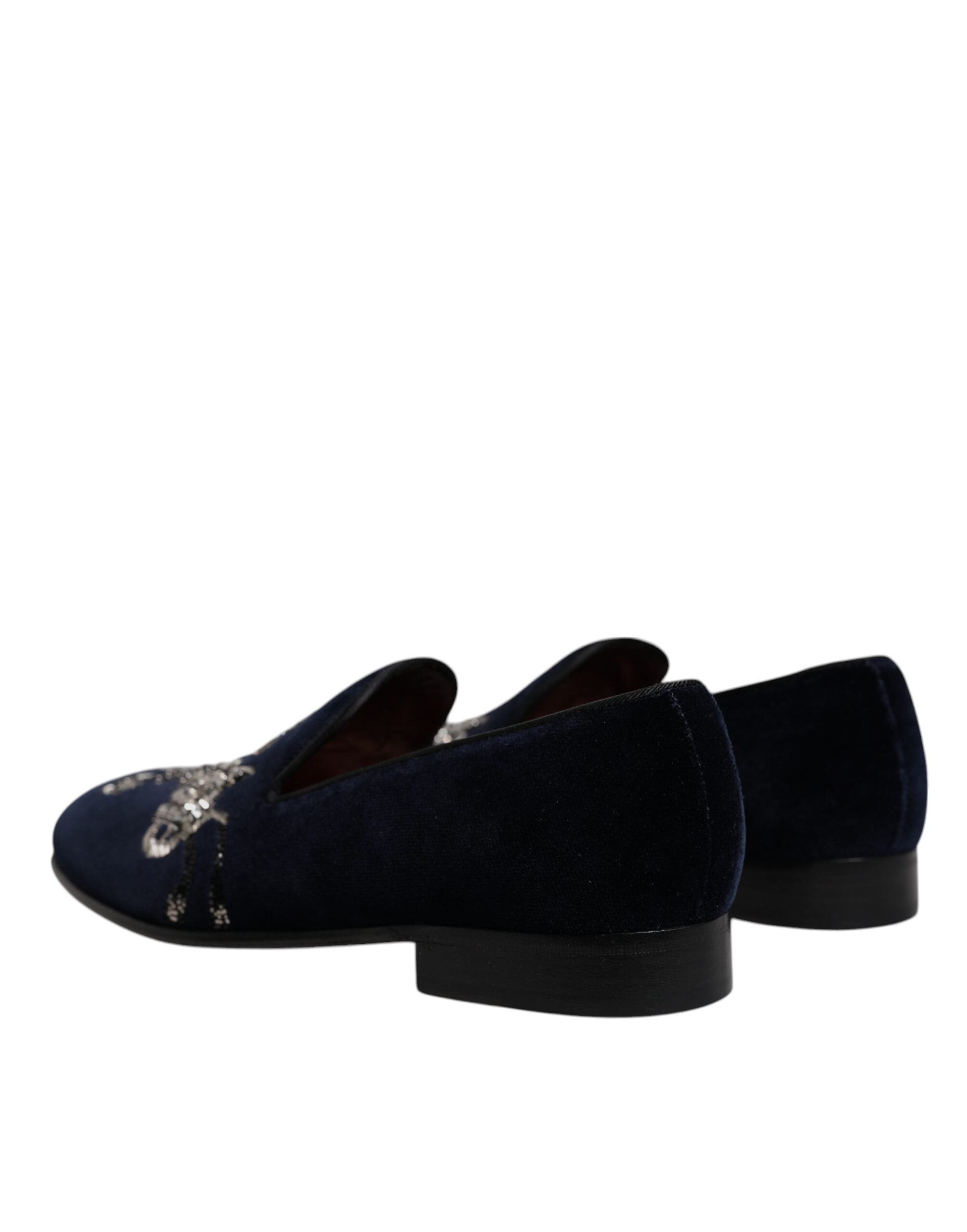 Παπούτσια φόρεμα Dolce &amp; Gabbana Black Velvet Floral Gun Loafers