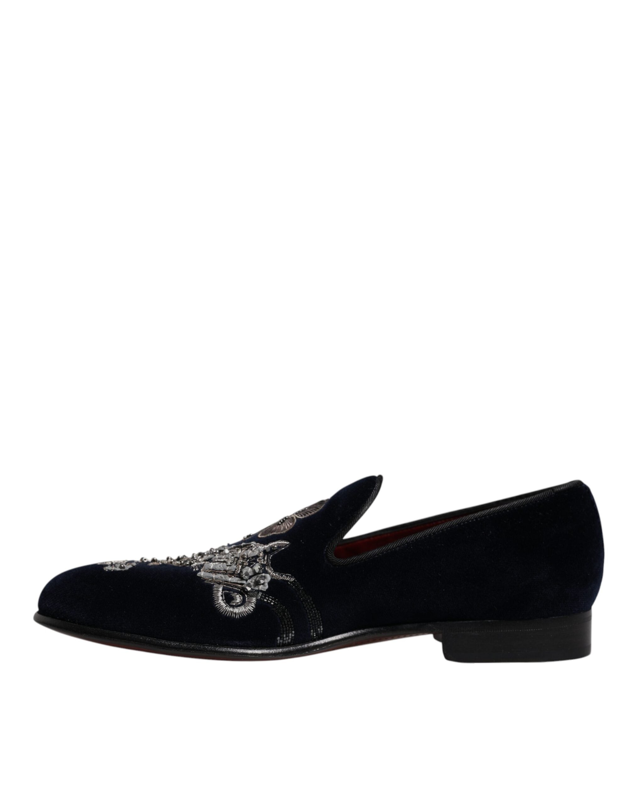 Παπούτσια φόρεμα Dolce &amp; Gabbana Black Velvet Floral Gun Loafers
