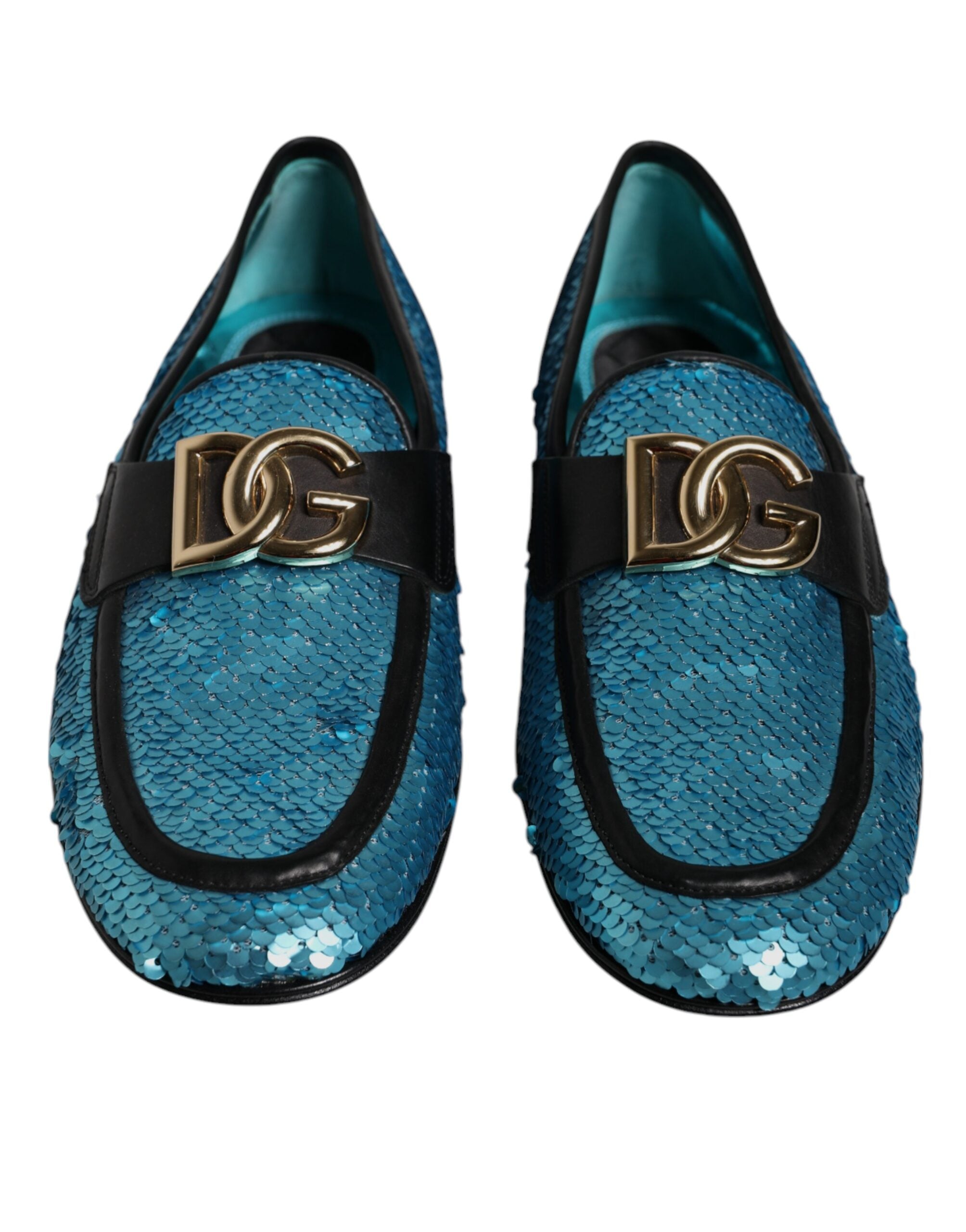 Dolce &amp; Gabbana Blue Sequined Loafers Formal Dress Παπούτσια
