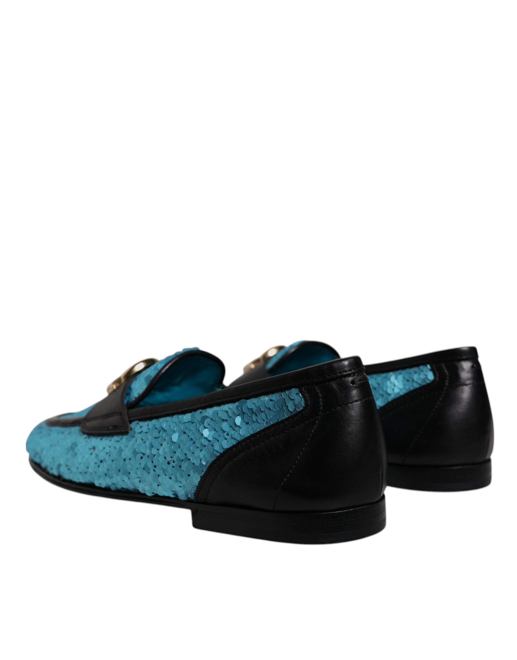 Dolce &amp; Gabbana Blue Sequined Loafers Formal Dress Παπούτσια