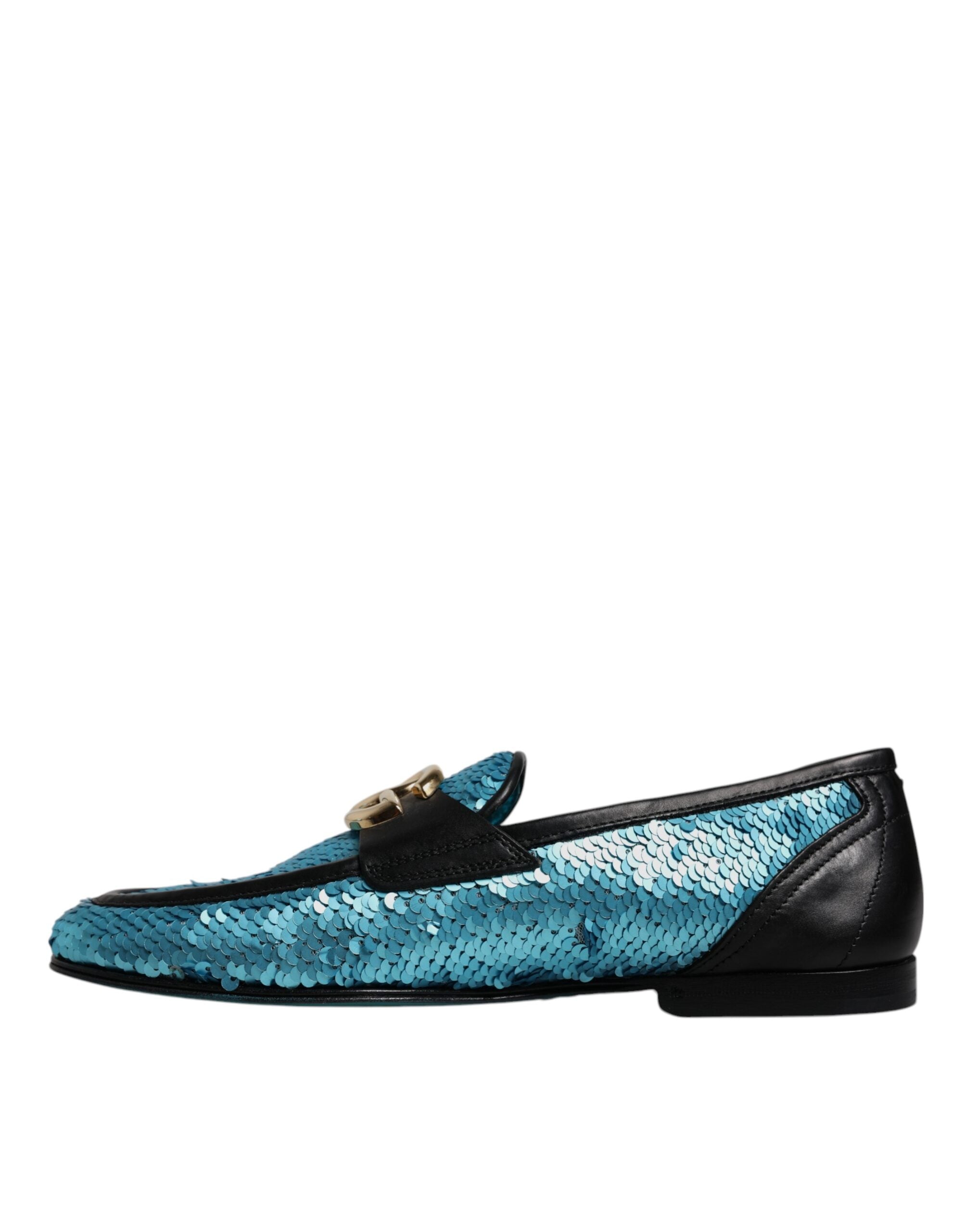 Dolce &amp; Gabbana Blue Sequined Loafers Formal Dress Παπούτσια