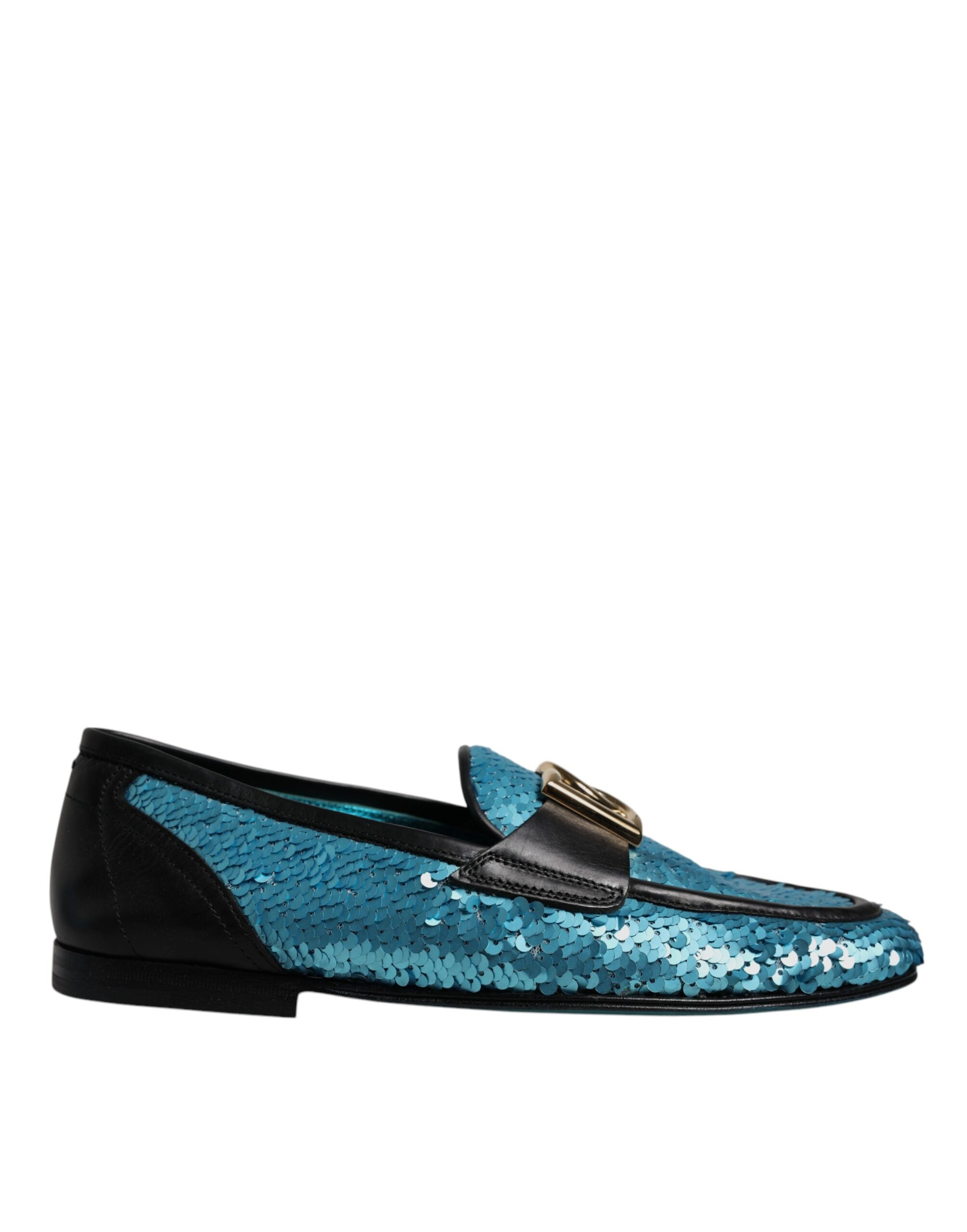 Dolce &amp; Gabbana Blue Sequined Loafers Formal Dress Παπούτσια
